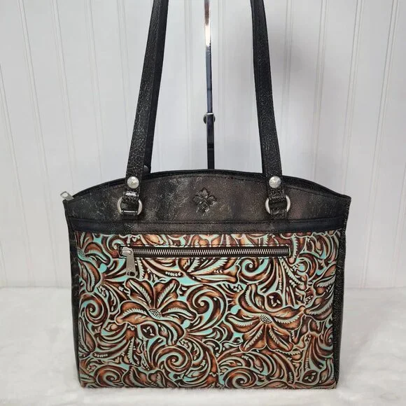 NWT Patricia Nash Leather Poppy Tote Satchel - The Tooled Turquoise Collection - Picture 1 of 9